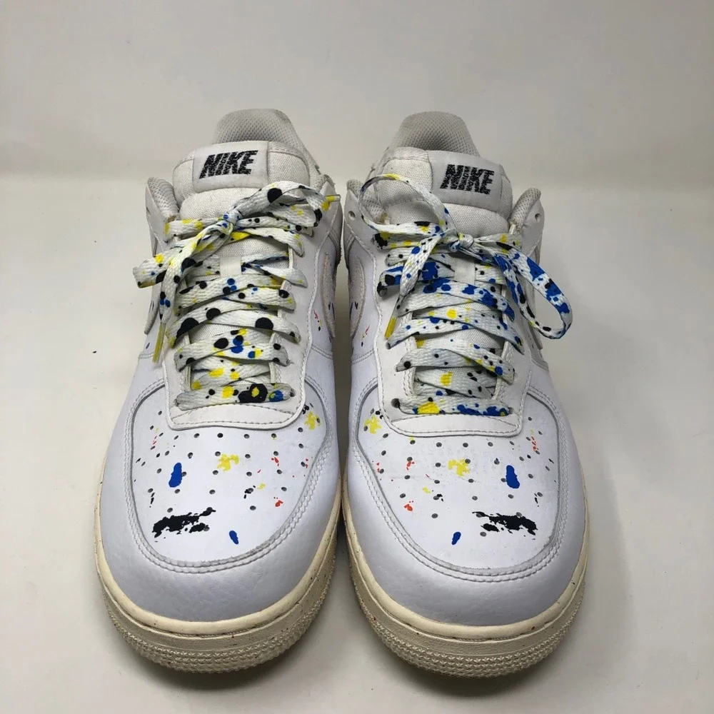 Nike Air Force 1 '07 LV8‎ Paint Splatter White Sneakers Mens 11.5 Streetwear